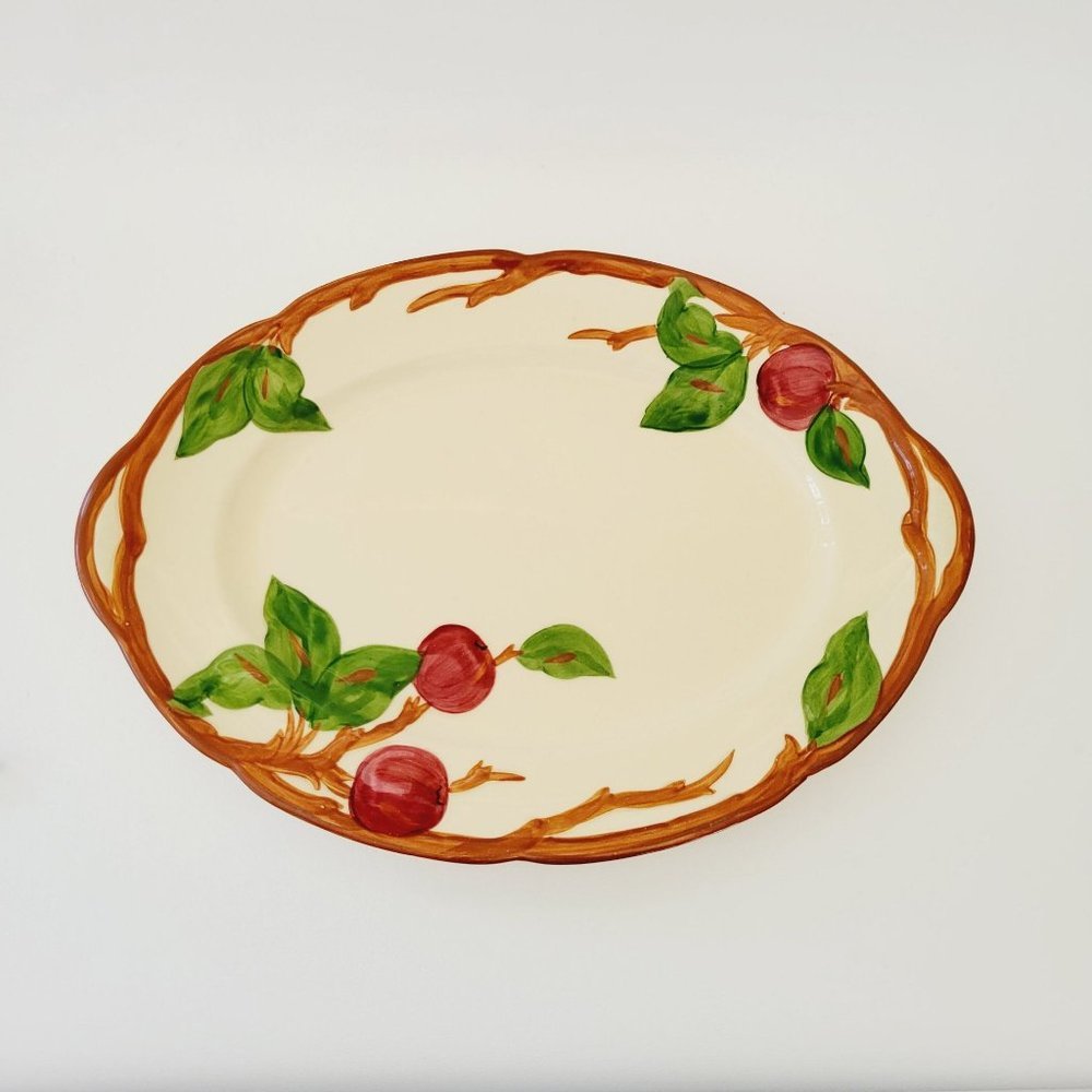 Vintage Franciscan Apple 14" Oval Platter, USA c.1953-58, Hand Painted Embossed